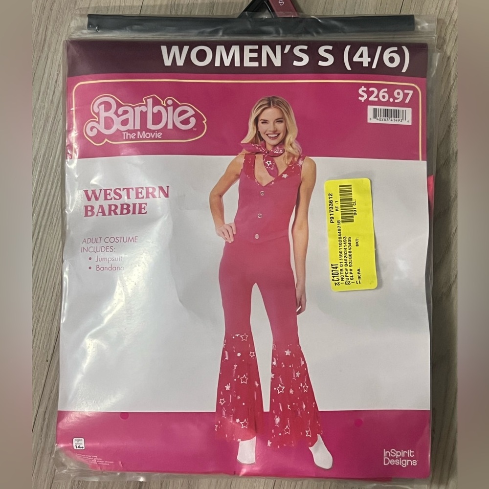 Barbie Movie Barbie Cowgirl Adult Costume NEW size small and large - Picture 3 of 4